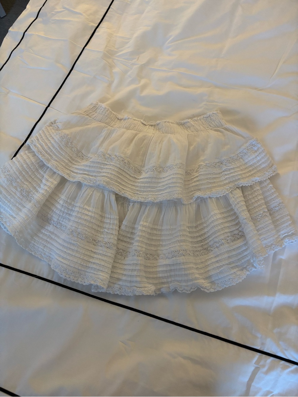 aerie White Layered Lace Mini Skirt
